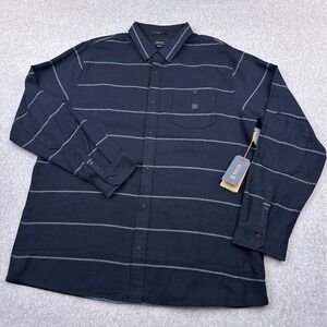 NEW Roark Nordsman Light Flannel Snap Shirt Mens XL Dark Navy Classic Fit Stripe